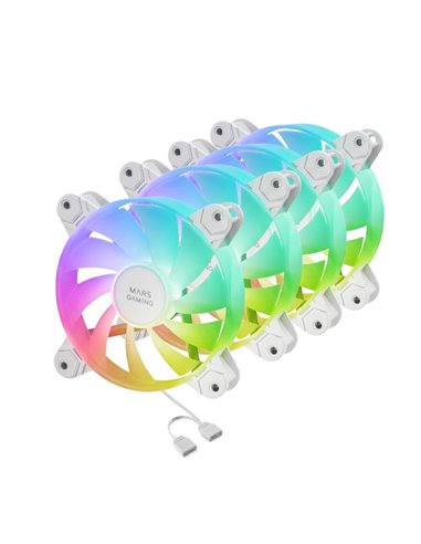 Mars Gaming MF-4A Pack de 4 Ventiladores de 120mm - 1000rpm - Iluminacion ARGB Sans Marco - FDB - Silencioso 14dB - Tornillos In
