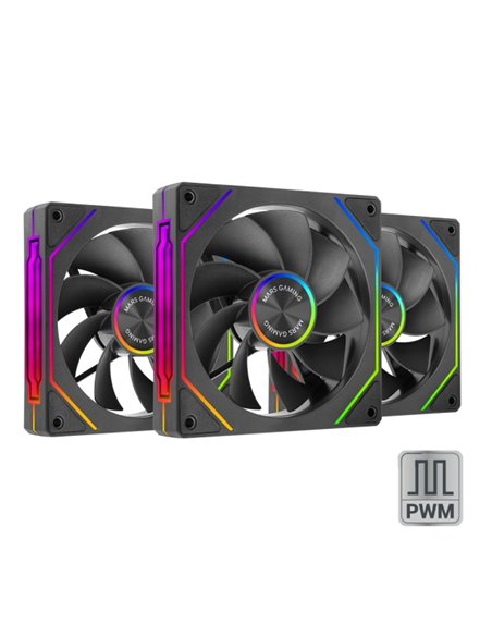 Mars Gaming MF-LINKFINITYKIT2R Pack de 3 Ventiladores de 120mm - Iluminacion ARGB Infinity Mirror - Silencioso 12dB - Modular Li