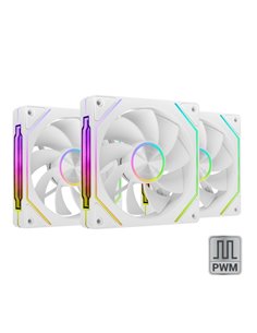 Mars Gaming MF-LINKFINITYKIT2R Pack de 3 Ventiladores de 120mm - Iluminacion ARGB Infinity Mirror - Silencioso 12dB - Modular Li