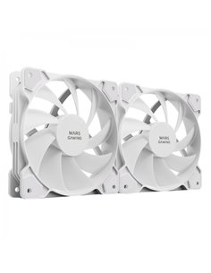 Mars Gaming MFPROX2W Set de Ventiladores - Ultra Silencioso - Rodamientos FDB - Conectividad 3PIN+4PIN - Couleur Blanc