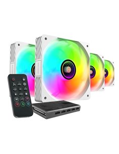 Mars Gaming MF-SI4KIT Pack de 4 Ventiladores de 120mm - Iluminacion ARGB Infinity Mirror - Silencioso 14dB - Mando à Distancia e