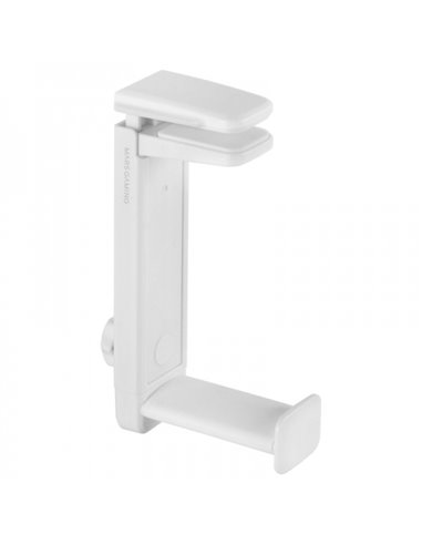 Mars Gaming MHH2 Support de Cascos - Instalacion Dual - Rotacion 360º - Sujeta Cables - Agarre Firme - Blanc - Couleur Blanc