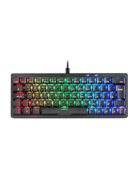 Mars Gaming MKMINIPRO Clavier Compact Hibrido H-Mech - Switch SKN Marron - Disposicion Italiana QWERTY IT - Iluminacion RGB Chro