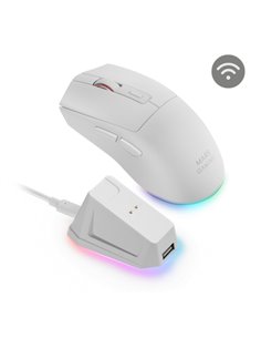 Mars Gaming MM-T3 Souris Inalambrico Ultraligero - 14400dpi - Bluetooth 5.0 - Rf 2.4Ghz - Switches HUANO - Base Avec Luces RGB -