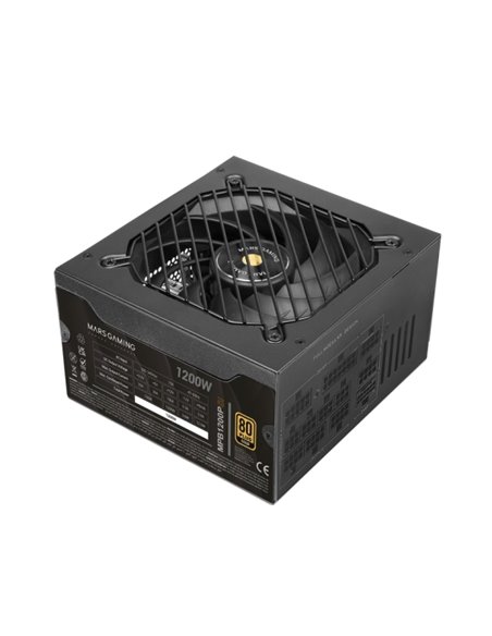 Mars Gaming MPB1200PSI Alimentation ATX - 1200W - Ventilateur 140mm - 80 Plus Gold - Silencioso 14dB - Cableado Modular - Antivi