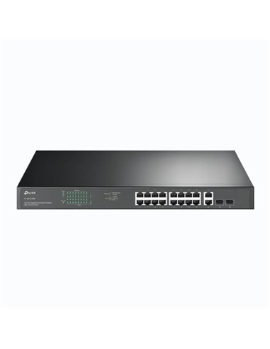 TP-Link TL-SG1218MP Switch 20 Puertos - No Administrado - 16xRJ45 PoE 1Gbps - 2xRJ45 1Gbps - 2xSFP - Supporte QOS - 2 Ventilador