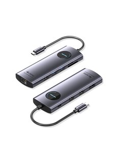 Vention Estacion de Docking 10 en 1 - 100W - Câble USB-C de 15cm Intégré - 2xHDMI 4K - Ethernet RJ45 - Displayport - USB-C - Car
