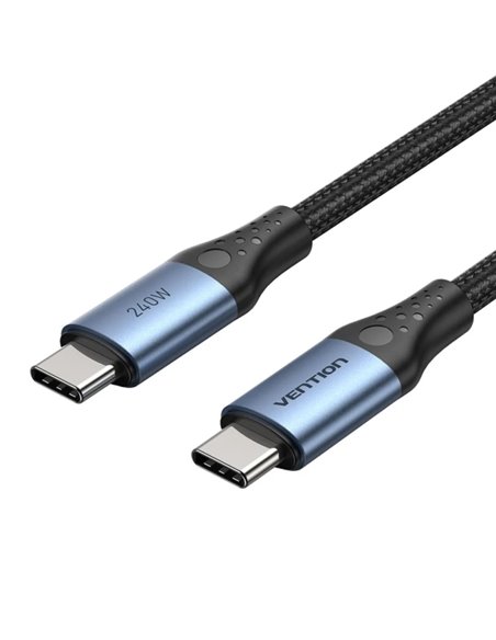 Vention Câble USB-C - Potencia Jusqu'à 240W - Longueur 1m - Recubrimiento de Nailon Tressé - Vitesse Jusqu'à 480Mbps - Chip E-Ma