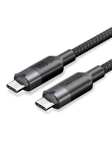 Vention Câble USB-C 3.2 - Potencia Jusqu'à 100W - Transmision 4K à 60 Hz - Longueur 1m - Recubrimiento de Nailon Tressé - Vitess