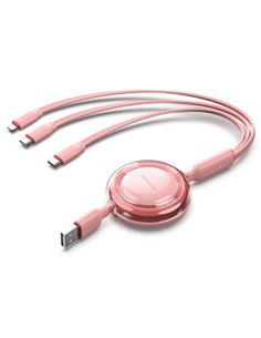 Vention Câble USB Multiple - Longueur Réglable Jusqu'à 1.1m - Retractil - USB-À - 2xUSB-C - Lightning - Vitesse Jusqu'à 480Mbps 