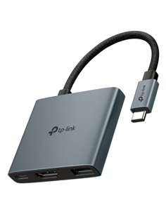 TP-Link UH3020C Hub 3 en 1 - HDMI 4K - USB-C - USB-À - Câble USB-C de 18cm - Plug and Play - Aluminium - Couleur Gris Foncé