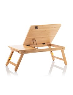 Innovagoods Lapwood Support Pour Portable de Bambu - Pliable - Inclinacion Réglable - Cajon - Posavasos - 53.5x21-27x34cm - Coul