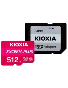 Kioxia Exceria Plus Carte Micro SDXC 512GB UHS-I U3 V30 A1 Clase 10 Avec Adaptateur