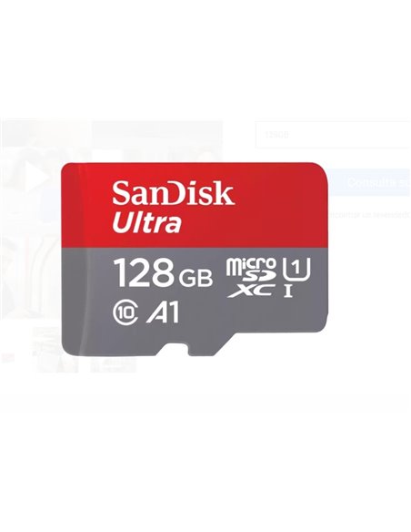 Sandisk Ultra Carte Micro SDXC 128GB UHS-I A1 Clase 10 Avec Adaptateur