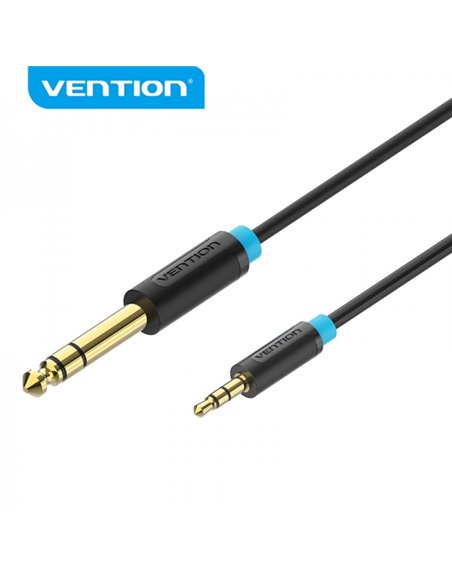 Vention Câble Estereo Jack 6.5 Mâle à Jack 3.5 Mâle - 0.5m - Couleur Noir