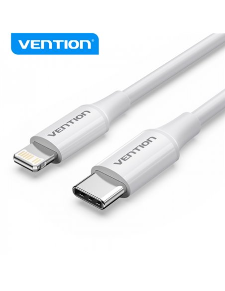 Vention Câble USB-C Mâle à Lightning Mâle - 1m - Couleur Blanc