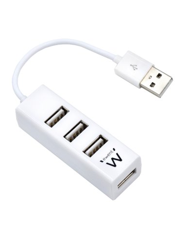 Ewent EW1122 Mini-Hub 4 Puertos USB 2.0 - Câble 12cm - Couleur Blanc