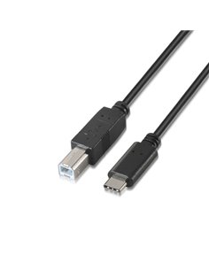 Aisens Câble USB 2.0 Imprimante 3A - Tipo USB-C Mâle à B Mâle - 1.0m - Couleur Noir