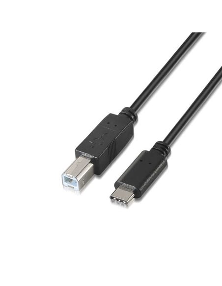 Aisens Câble USB 2.0 Imprimante 3A - Tipo USB-C Mâle à B Mâle - 1.0m - Couleur Noir