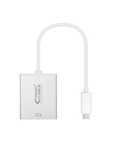 Nanocable Conversor USB-C à VGA. USB-C/M - VGA/H - Aluminium - 10 cm - Couleur Gris