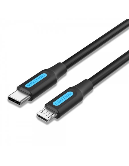 Vention Câble USB-C Mâle à MicroUSB Mâle - 1.5m - 2A 10W 480Mbps - Couleur Noir