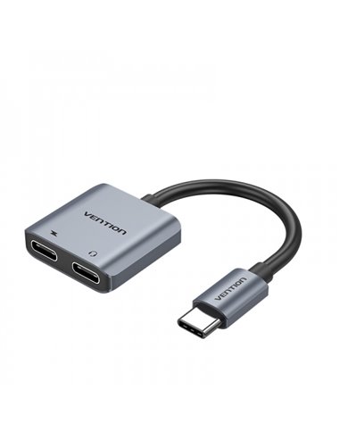 Vention Conversor USB-C Mâle à 2x USB-C Femelle (Audio et Charge) - Couleur Gris