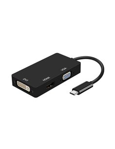 Aisens Conversor USB-C à DVI/HDMI/VGA - USB-C/M-DVI/H-HDMI/H-VGA/H - 15cm - Couleur Noir