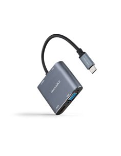 Nanocable Conversor USB-C à HDMI, VGA, USB 3.0 et USB-C PD - Longueur du Câble 15cm - Couleur Gris