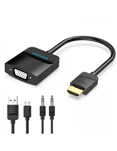 Vention Conversor HDMI Mâle à VGA Femelle Avec Jack 3.5mm - 0.15m - Couleur Noir