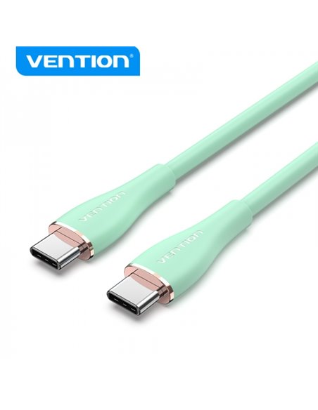 Vention Câble USB-C Mâle à USB-C Mâle - 1m - Vert Silicona - 5A 100W 480Mbps