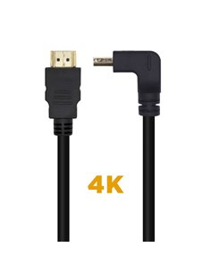 Aisens Câble HDMI V2.0 Coudé Premium Haute vitesse / HEC 4K@60Hz 18Gbps - À/M-À/M - 1.0M - Couleur Noir
