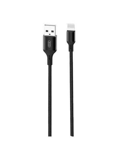 XO Câble USB-À Mâle à Lightning - Charge + Transmision de Datos Haute vitesse - 2.4A - 2m - Couleur Noir