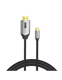 Vention Câble USB-C Mâle à HDMI 2.0 Mâle 4K - 1.5m - Coton tressé - Aluminium Noir