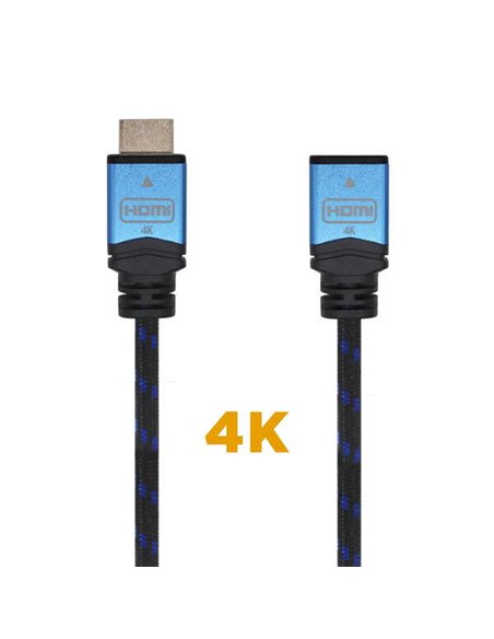 Aisens Câble HDMI V2.0 Prolongador Premium Haute vitesse / HEC 4K@60Hz 18Gbps - À/M-À/H - 1.0M - Couleur Noir