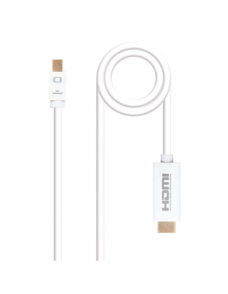 Nanocable Câble Conversor Mini DP Mâle à HDMI v1.4 Mâle 2m - Couleur Blanc