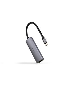 Nanocable Adaptateur de Réseau USB-C à Ethernet Gigabit 10/100/1000 Mbps - USB-C 100W - Aluminium - 18cm - Couleur Gris