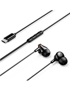 Vention Echo Lite Écouteurs Intraurales Avec Câble de 1.2m - USB-C - Microfono Intégré - Haut-parleur de 12mm - Couleur Noir