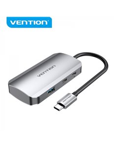 Vention HUB 5 en 1 USB-C à 3xUSB3.0/USB-C Gen1/PD100W - 0.15m - Couleur Gris