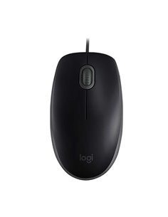 Logitech B110 Silent Souris USB 1000dpi - 3 Botones - Silencioso - Usage Ambidiestro - Câble de 1.80m - Couleur Noir