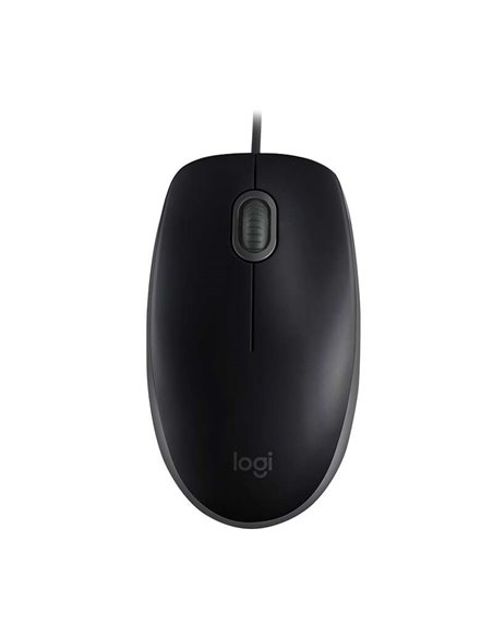 Logitech B110 Silent Souris USB 1000dpi - 3 Botones - Silencioso - Usage Ambidiestro - Câble de 1.80m - Couleur Noir