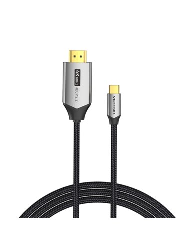 Vention Câble USB-C à HDMI 4K - Haute Résolution 4K@60Hz - Plug & Play - Conectores Chapados en Oro - Couleur Noir