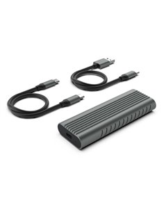 Ewent Boîte Externa USB 3.2 - USB-C SSD Sans Tornillos - Câble USB C-C et USB C-À - Couleur Gris