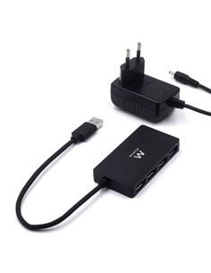 Ewent Hub USB 4 en 1 - Alimentation Externa - USB 3.2 Gen1 - Câble de 52.5cm - Couleur Noir