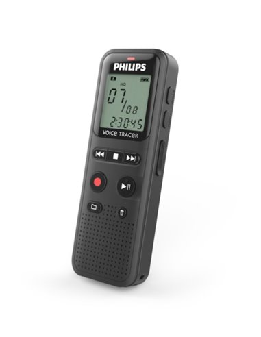 Philips VoiceTracer DVT1160 Grabadora de Voz Digital - 8GB - Grabacion Activada Par Voz - Tiempo et Fecha Integrados - Écran LCD