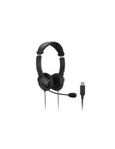 Kensington Écouteurs Avec Microfono USB - Diadema Réglable - Almohadillas Acolchadas - Controles en Câble - Câble de 1.80m - Cou
