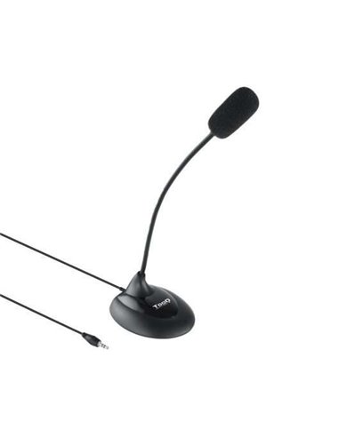 Tooq Microfono de Escritorio Flexible Omnidireccional - Interruptor On/Off - Câble de 2m - Jack 3.5mm - Couleur Noir