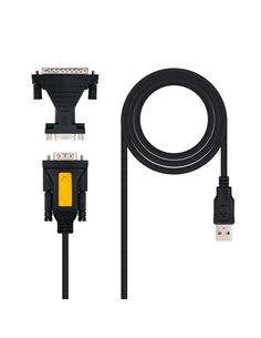 Nanocable Conversor USB à Serie Impresoras - Tipo À/M-RS232 DB9/M DB25/M - 1,8 m - Couleur Noir