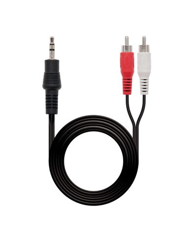 Nanocable Câble Audio Estereo Jack 3.5mm Mâle à 2x RCA Mâle 10m - Couleur Noir