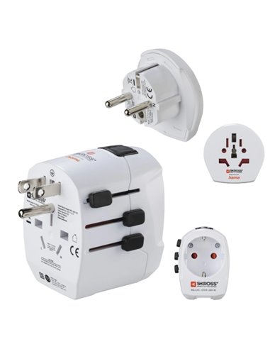 Hama World Travel Pro Adaptateur de Viaje Universal - Potencia Jusqu'à 1680W - Voltaje 110-240V - Couleur Blanc