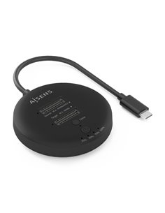 Aisens ASDS-2M2N05 Estacion de Docking de Double Bahia M.2 NVME à USB-C 3.2 Gen2x2 - Clone - Couleur Noir